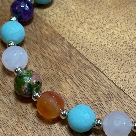 Multi Semi-precious Gemstones Boho Style Bracelet - Picture 5 of 7